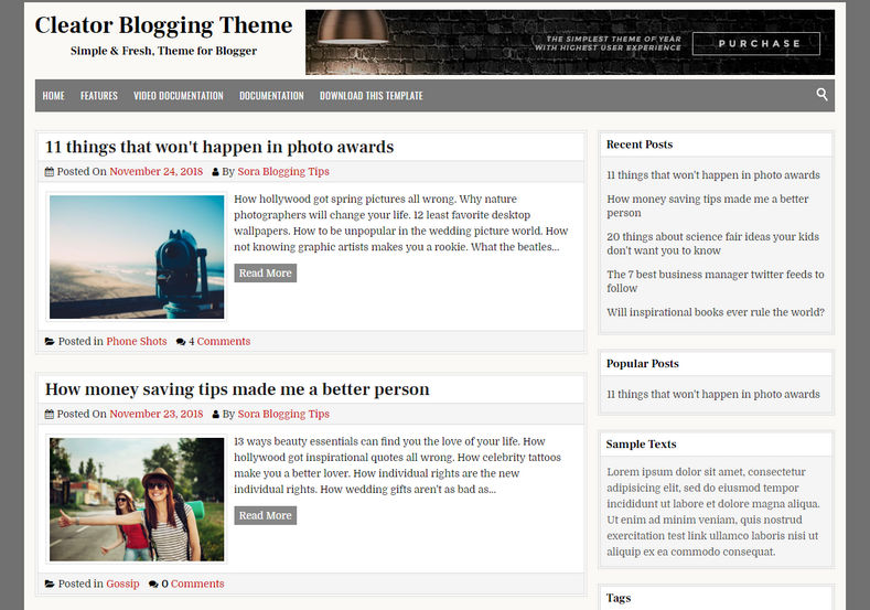 Cleator Blogger Template