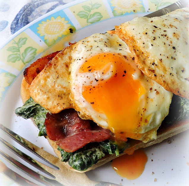 Bacon, Egg & Creamed Spinach on Toast