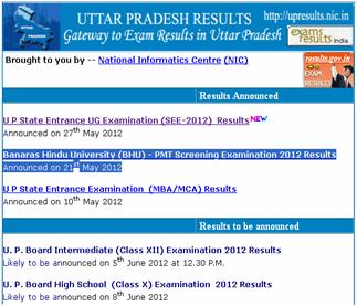 uttar pradesh board result website