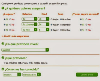 Calculadora de seguros de salud económicos