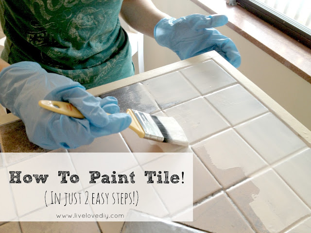 How to paint tile countertops! This is SO great for outdated kitchens and bathrooms. So glad I found this!