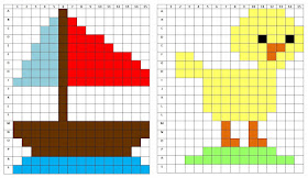 wiosenne kodowanie - kodowanie wiosna Wielkanoc - tablica do kodowania DIY - kodowanie karty pracy do druku - kodowanie króliczek kurczaczek tulipan biedronka pszczoła motylek - kodownie na dywanie