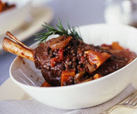 Lamb Shanks with French Green Lentil and Sweet Potato Ragout