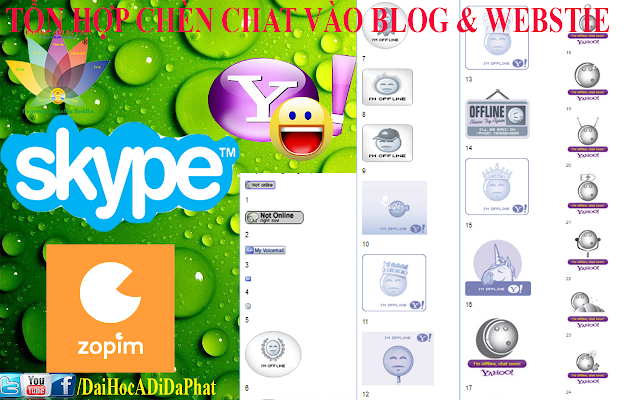 Chèn yahoo chat , skype chat, zopim chat vào blogger và webstie