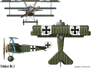 WW1 mid-1917 Fokker Dr1 Triplanes