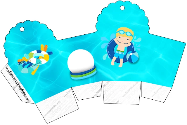 You can use this box for chocolates, candies or cupcakes of Blondie Boy Pool Party.