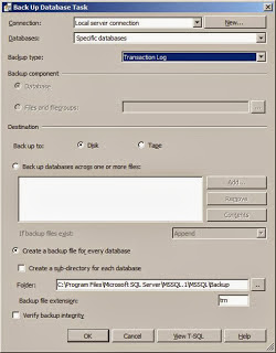 Back Up Transaction Log Task