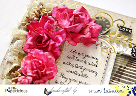 The three main roses are handmade, gorgeous paper by Papericious.