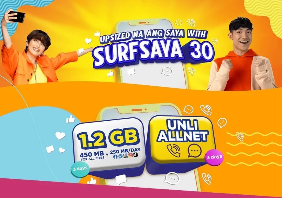 TNT SURFSAYA 30 with 1.2GB Data, Unli Calls, and Unli Text Valid for 30 Days for Only 30 Pesos