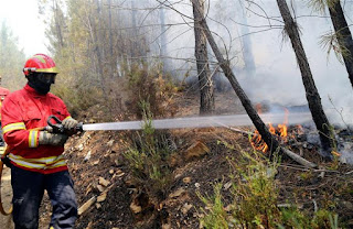 bombeiro apaga incendio