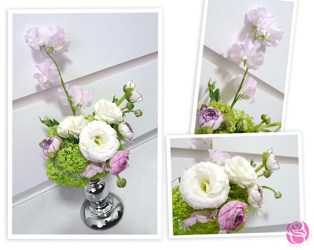 Sweet Peas, Eustoma and Ranunculus title=