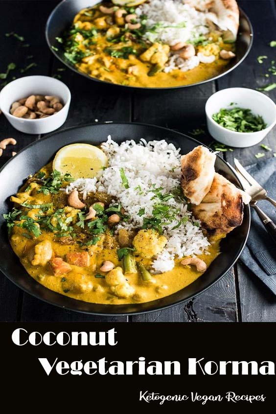 This easy to make Creamy Coconut Vegetarian Korma makes a great go-to Meatless Monday meal. It's naturally paleo and gluten-free and can easily be made vegan. Serve it with a side of rice, quinoa or