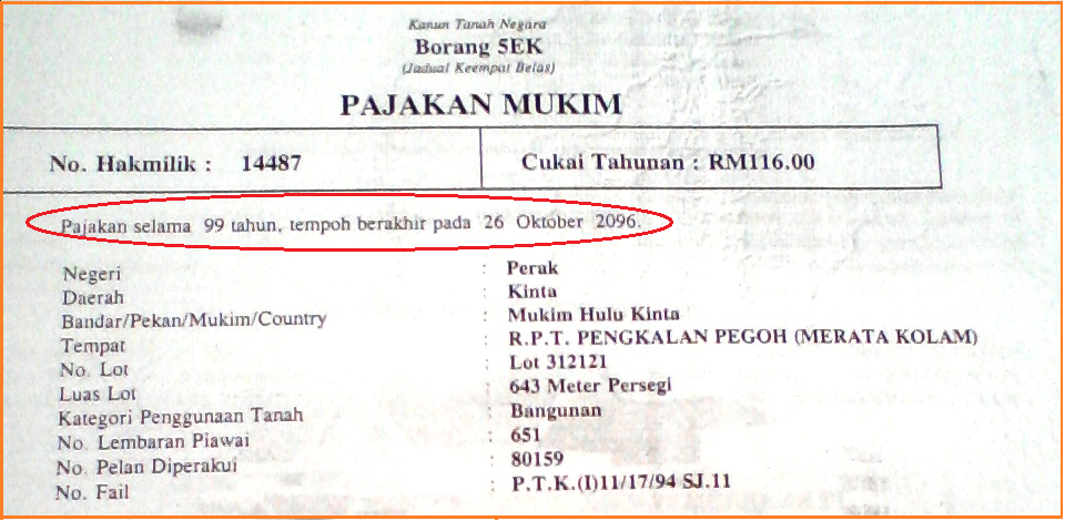 Contoh Surat Penyerahan Semula Tanah Pajakan