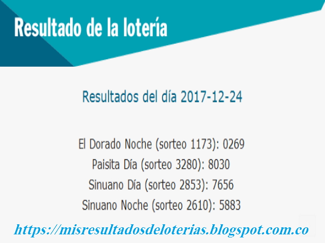 Como jugo la lotería anoche | Resultados diarios de la lotería y el chance | resultados del dia 24-12-2017