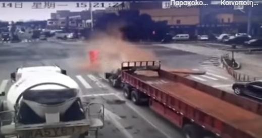 Accident with truck in China