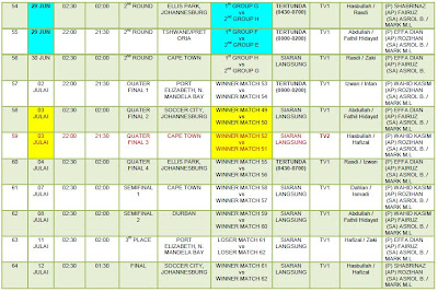 Jadual Siaran Perlawanan Bolasepak Piala Dunia 2010 oleh 