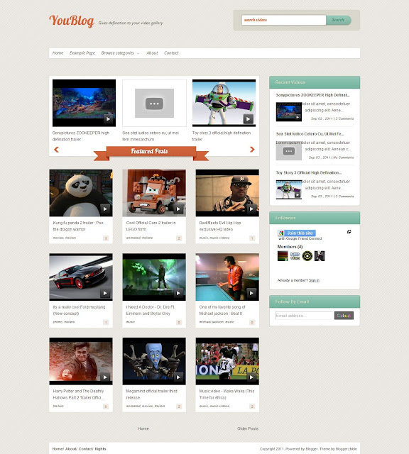 Youblog free blogger gallery template download