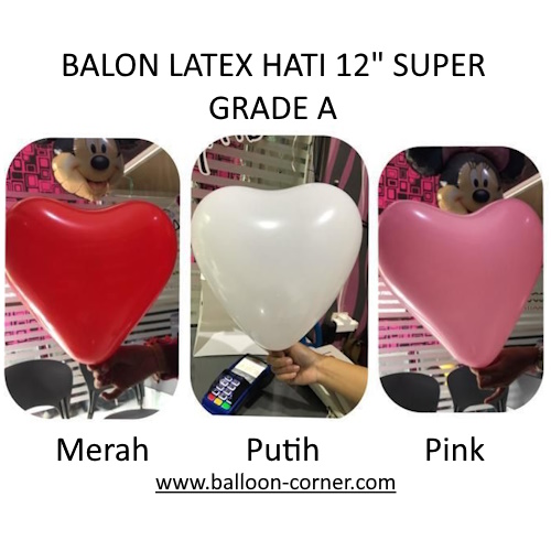 Balon Latex Hati 12 Inch SUPER GRADE A