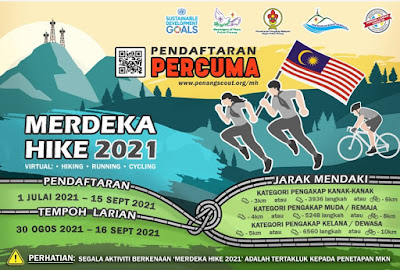 Merdeka Hike 2021, Merdeka Hike 2021 Anjuran Persekutuan Pengakap Malaysia Daerah Bukit Mertajam, Sijil KPM, Sijil Virtual Run 2021, Virtual Run 2021