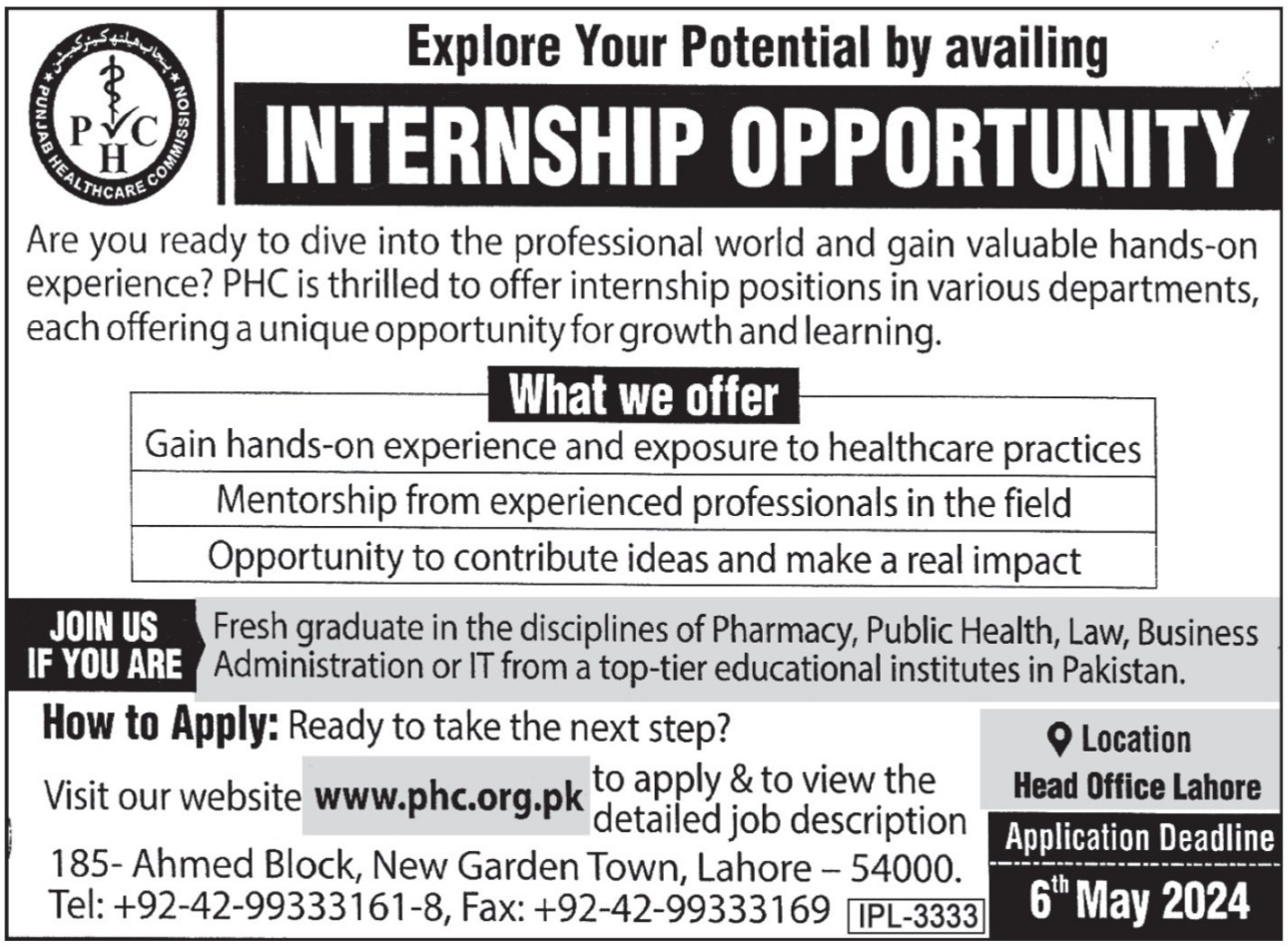 The Punjab Healthcare Commission PHC Jobs In Lahore 2024