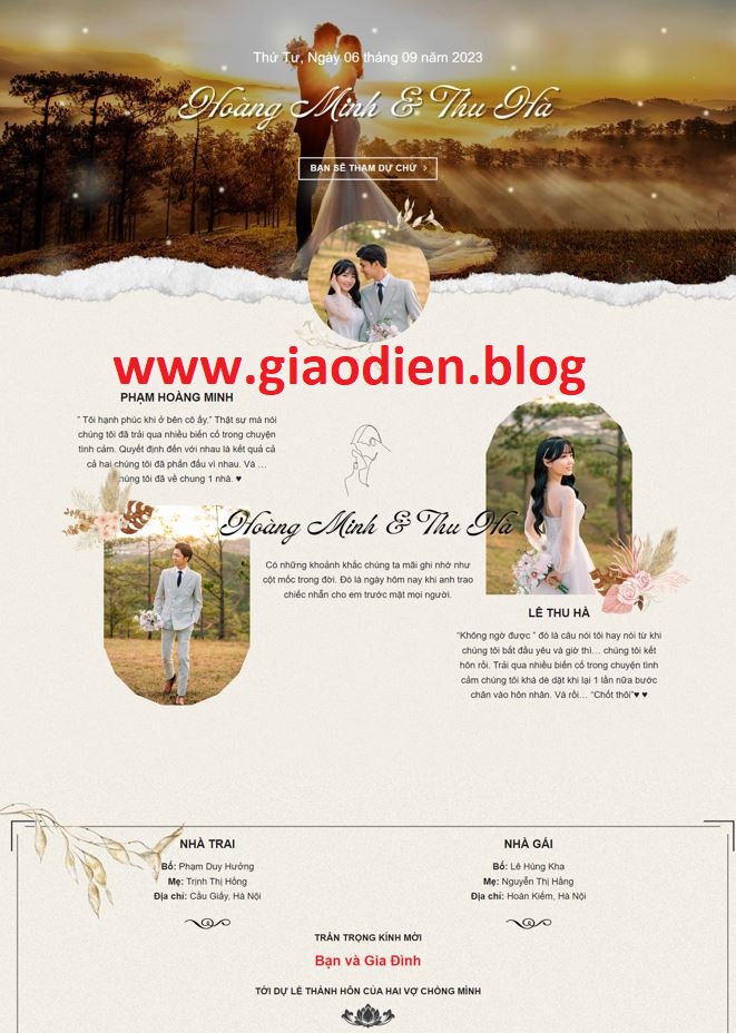 Mẫu blogspot thiệp cưới online 3