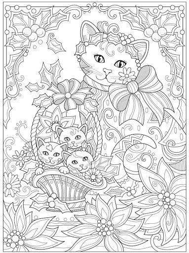 Dragonfly Treasure: Christmas Cats Coloring Pages
