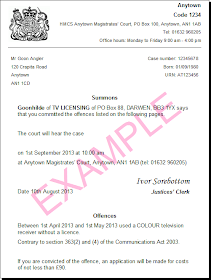 TV Licence Summons