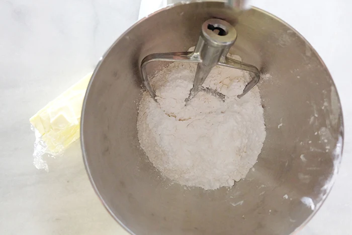 dry ingredients in mixer bowl