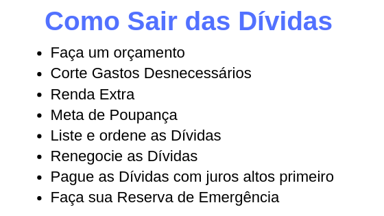 Passo a Passo de Como acabar com as Dívidas