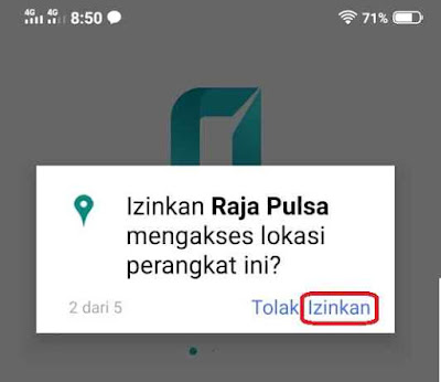 Izinkan raja pulsa mobile topup mengakses lokasi perangkat ini