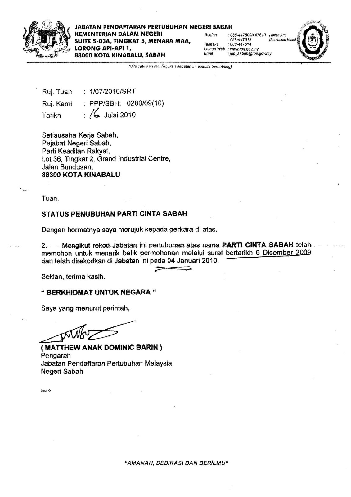 Contoh Surat Cerai Selangor