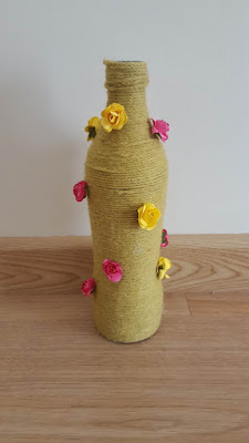 DIY Yarn Covered Glass Bottle