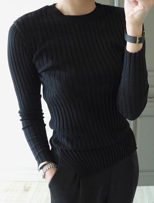 Ribbed Knit T-shirt