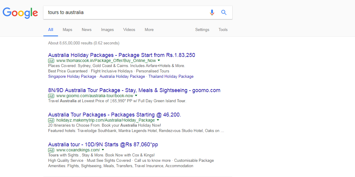 Google AdWords Search Advertising on google.com (Google Search Network)-on Desktop or Laptop, Search Advertising Services, Google AdWords Management Services, SEM-By Omkara Marketing Services