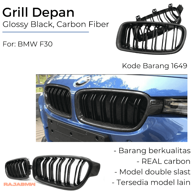 Grill BMW F30 - Double Slats - Warna Glossy Black, Motif Carbon