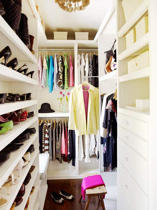 Narrow WalkIn Closet Idea