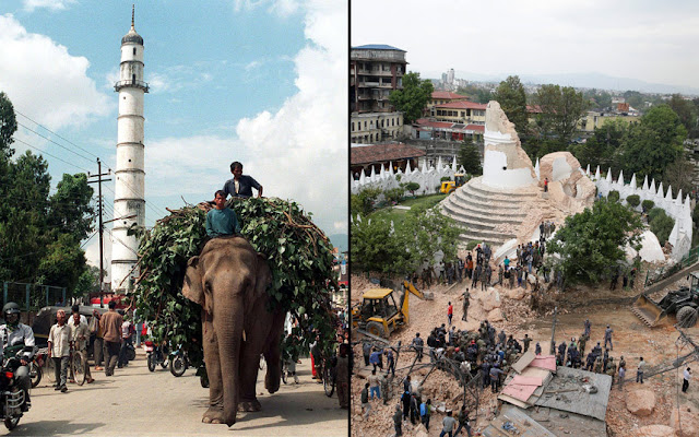 Dharahara Before and After Earthquake