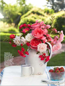 Magazine display of roses