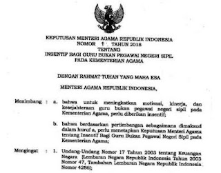  Ada kabar bahagia untuk para guru Non PNS di lingkungan Kementerian Agama  Guru Non PNS Kemenag Mendapat Insentif Bulanan 