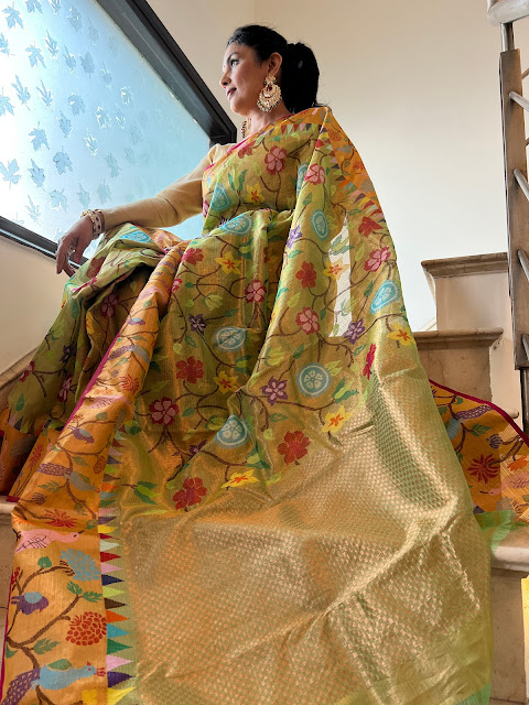 Katan silk saree, pure sari work