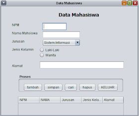 Membuat form Data Mahasiswa Java Netbeans koneksi Database MYSQL