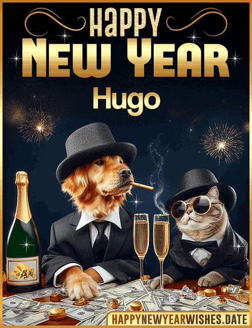 Happy New Year wishes gif Hugo