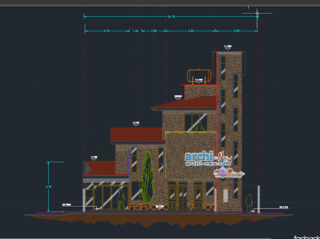 Insular house 3 levels in AutoCAD 