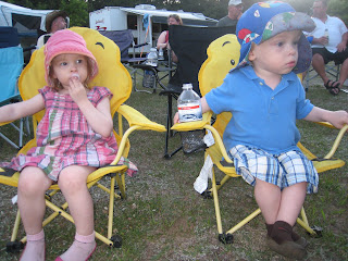 Canada Day Artemis and Maximilian Sitting on Winnie The Pooh Chairs