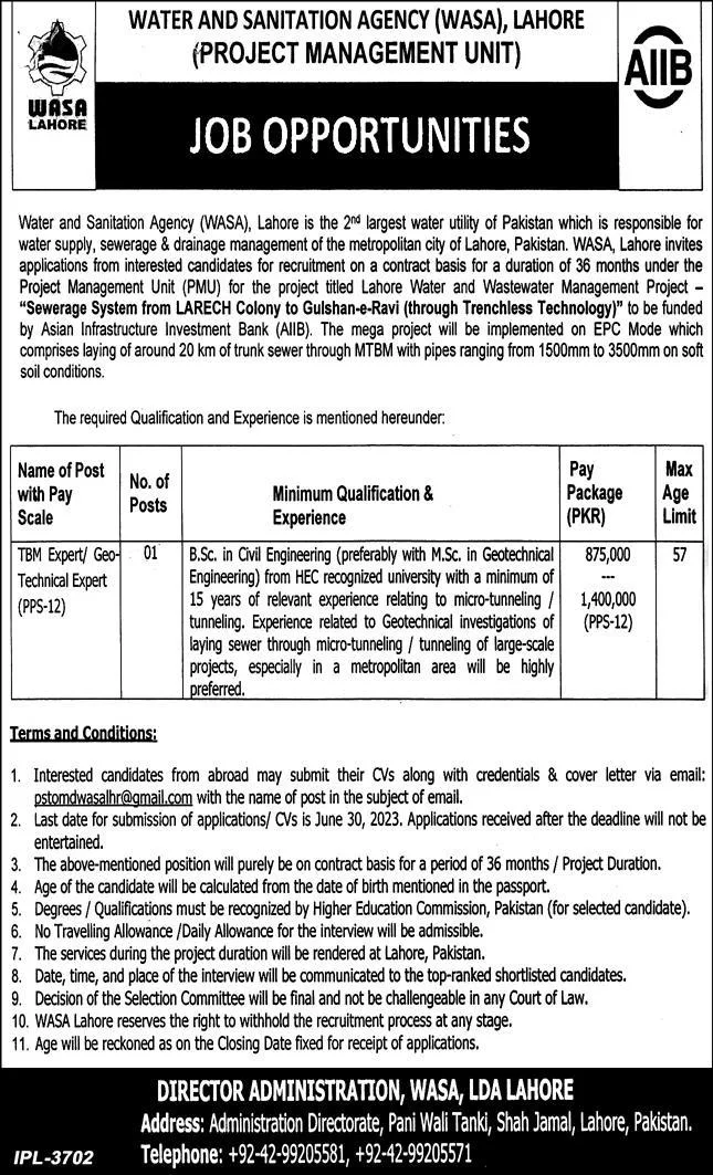 Water and Sanitation Agency (WASA) Jobs 2023