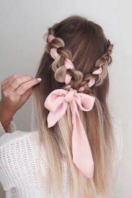 Hairstyle ribbons in hair