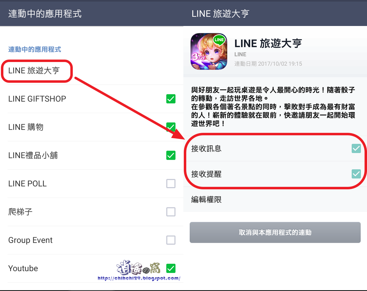 LINE 連動中的應用程式