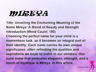 meaning of the name "MIREYA"