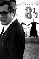 Poster with Marcello Mastroianni of Fellini's movie "8 1/2" on writer's block
