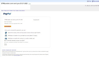first cpmleader payment usd 0.01 at paypal